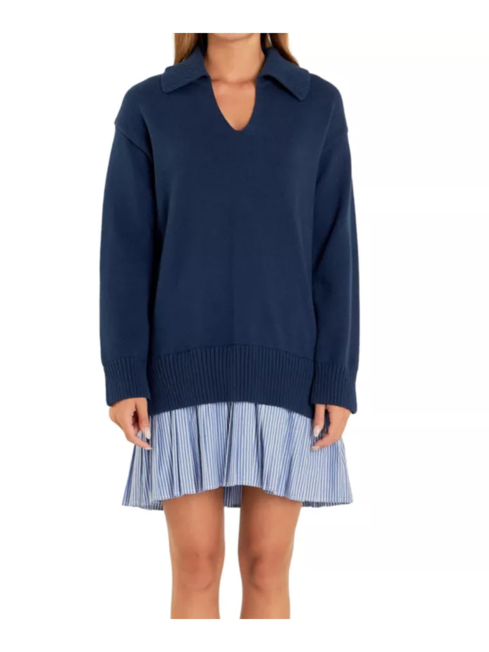 English Factory Layered Blue Shirttail Hem Sweater Size XS